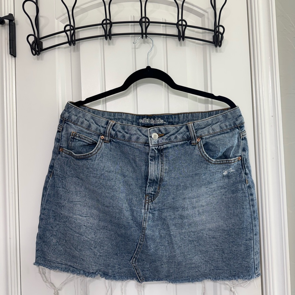 Wild Fable Frayed Hem Blue Mini Skirt